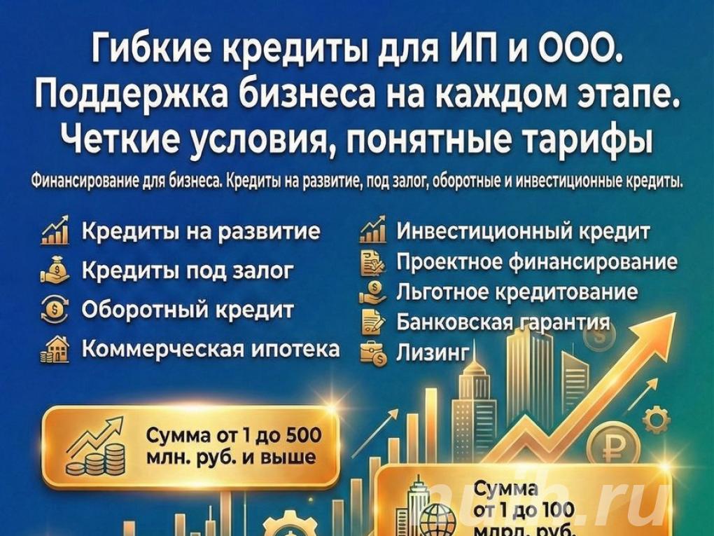 Гибкие кредиты для Бизнеса по РФ. ИП и ООО. Четкие условия,