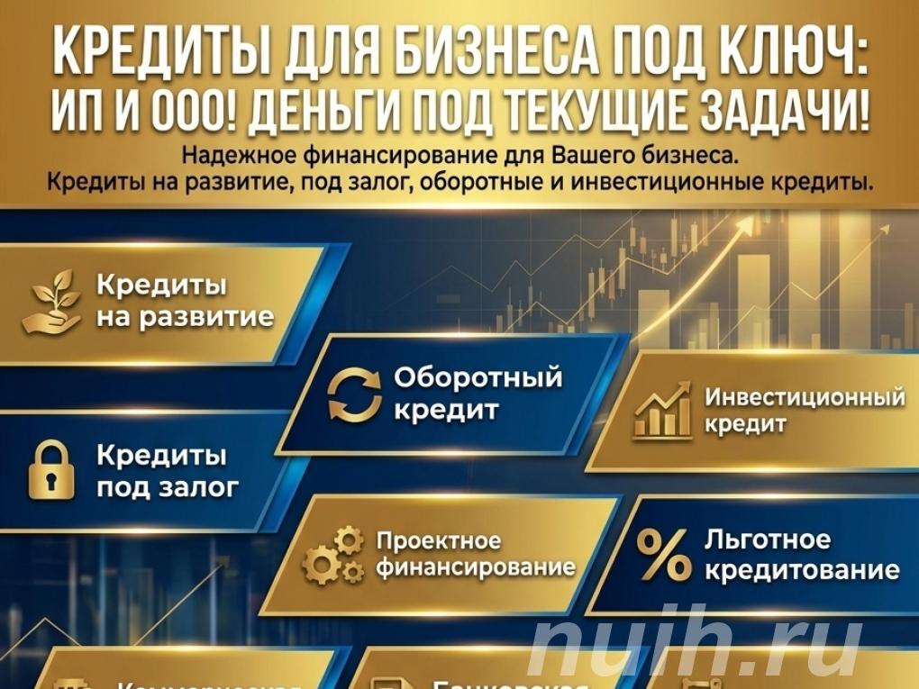 Кредиты для Бизнеса под ключ по РФ. Деньги под текущие . ..,